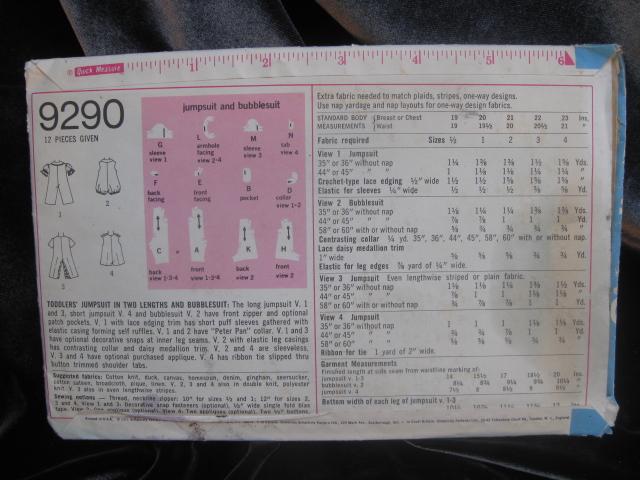New Vintage Simplicity 9290 Toddlers' Jumpsuit In 2 Lengths