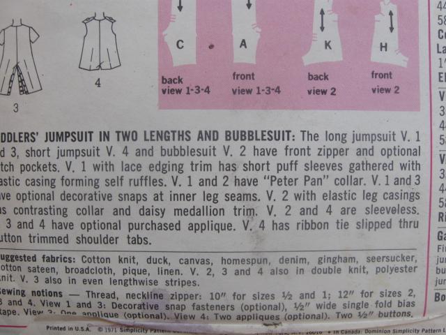 New Vintage Simplicity 9290 Toddlers' Jumpsuit In 2 Lengths