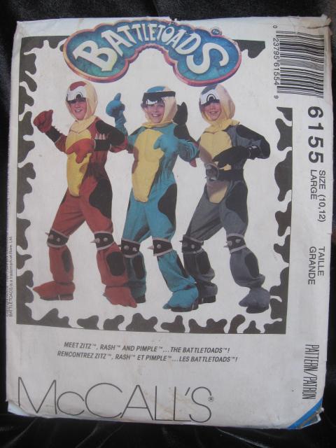 New McCall's Battletoads 6155 Halloween Costume Sewing Pattern