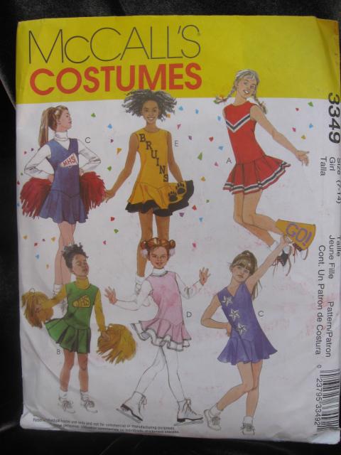 McCall's 3349 Girls' Cheerleader Ice Skating Pom Pom Halloween Costume Sering Pattern