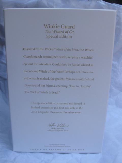 Hallmark 2012 Winkie Guard Wizard Of Oz WOZ Special Edition Limited Quantity Christmas Tree Ornament
