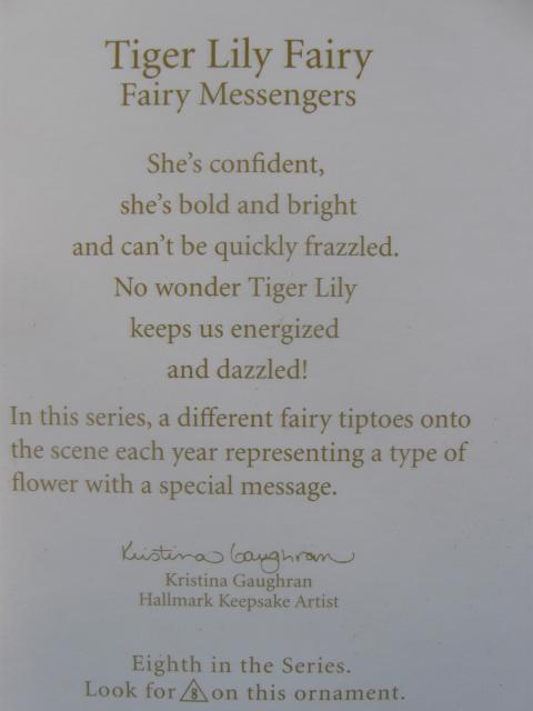 Hallmark 2012 Tiger Lily 8th In The Fairy Messenger Series Christmas Tree Ornament