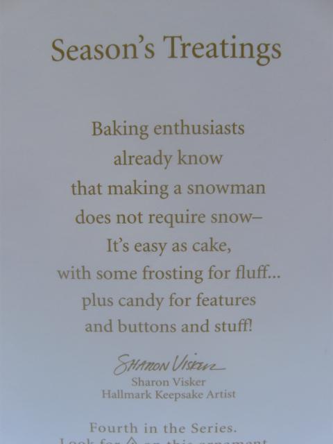 Hallmark 2012 Season's Treatings Baking 4th In Series Christmas Tree Ornament