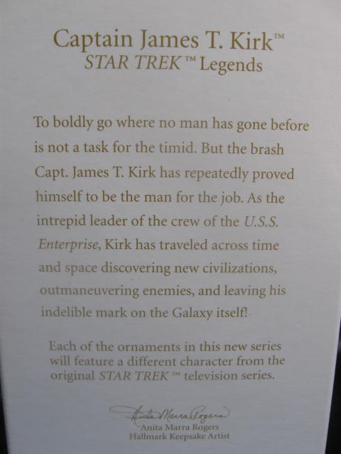Hallmark 2010 Captain James T. Kirk Star Trek 1st In Legends Christmas Tree Ornament