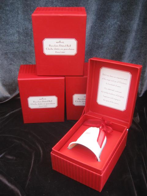 Lot of 4 Hallmark 2007 Porcelain Bell Ornaments