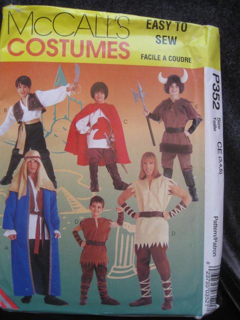 New McCall's P352 352 Children's Viking Shepherd Pirate & More Halloween Costume Sewing Pattern Children's Size 3 4 5