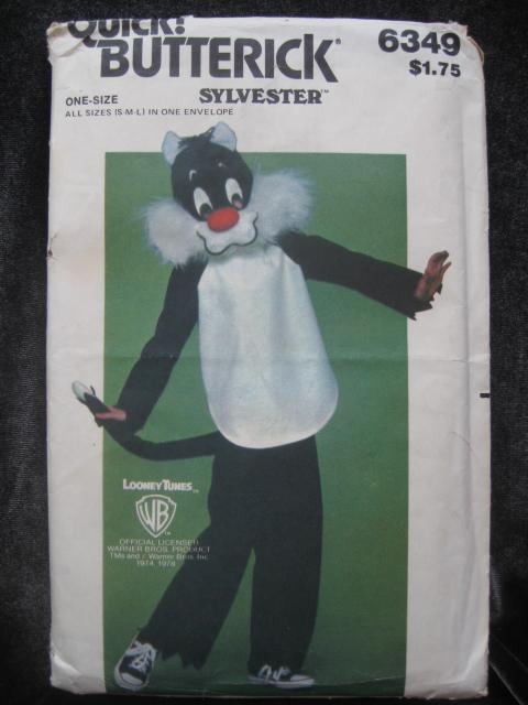 New Vintage Butterick 6349 Sylvester Halloween Costume & Mask Sewing Pattern Children's S M L