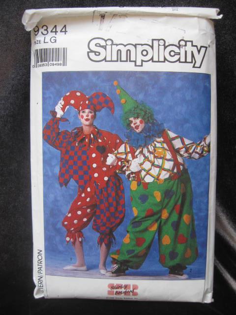 Vintage Simplicity Clown Mime Halloween Costume Sewing Pattern Adult Large