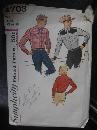 Vintage Simplicity 4703 Men's Western Shirt Sewing Pattern Neck 15 Chest 38 Rockabilly