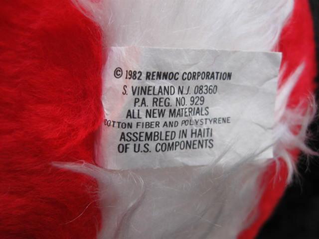 Vintage 1982 Rennoc Plush Santa Claus