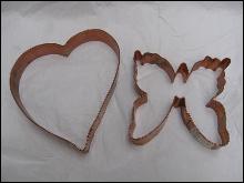 2 Large Copper Cookie Cutters Heart & Monarch Butterfly
