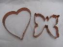 2 Large Copper Cookie Cutters Heart & Monarch Butterfly