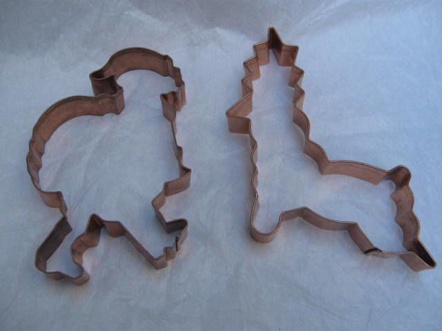 2 Large Copper Christmas Santa Claus & Reindeer Cookie Cutters