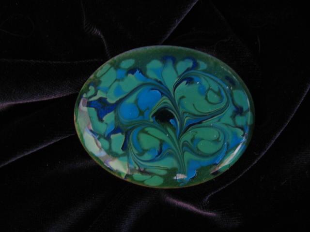 Vintage Inga Copper Enamel Brooch