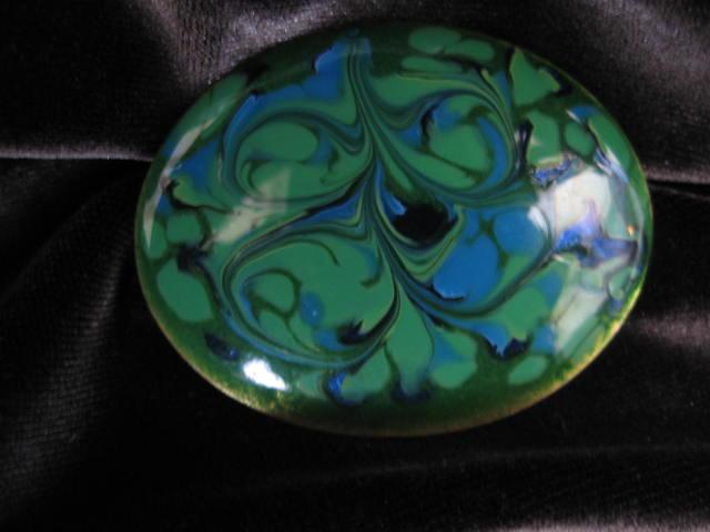 Vintage Inga Copper Enamel Brooch
