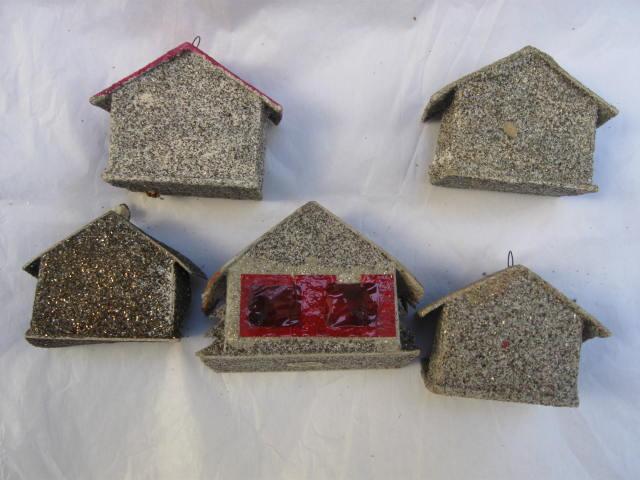5 Vintage Christmas Putz Mica Ornaments Japan & Germany