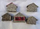 5 Vintage Christmas Putz Mica Ornaments Japan & Germany