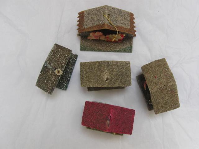 5 Vintage Christmas Putz Mica Ornaments Japan & Germany