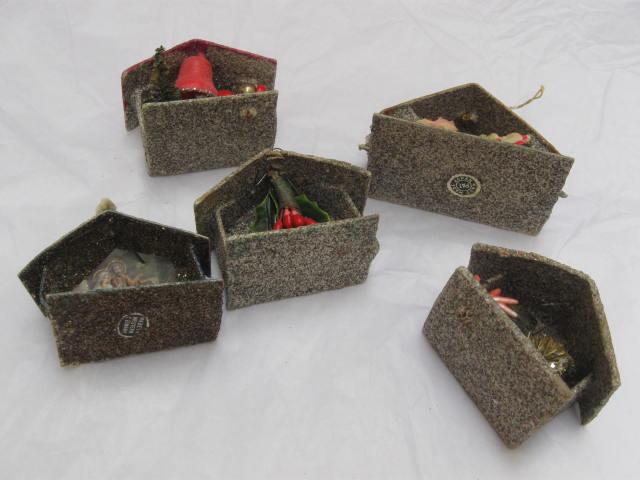 5 Vintage Christmas Putz Mica Ornaments Japan & Germany
