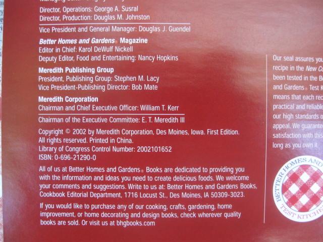 Better Homes & Gardens New Cook Book Copyright 2002