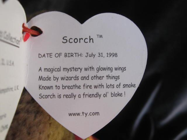 Ty Scorch The Dragon Retired Beanie Baby