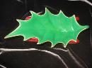 Vintage Atlantic Mold Holly Leaf Christmas Sleigh Candy Dish Or Centerpiece