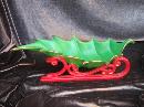 Vintage Atlantic Mold Holly Leaf Christmas Sleigh Candy Dish Or Centerpiece