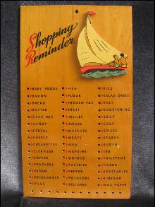 Vintage Shopping Reminder Grocery List Sailing Sail Boat