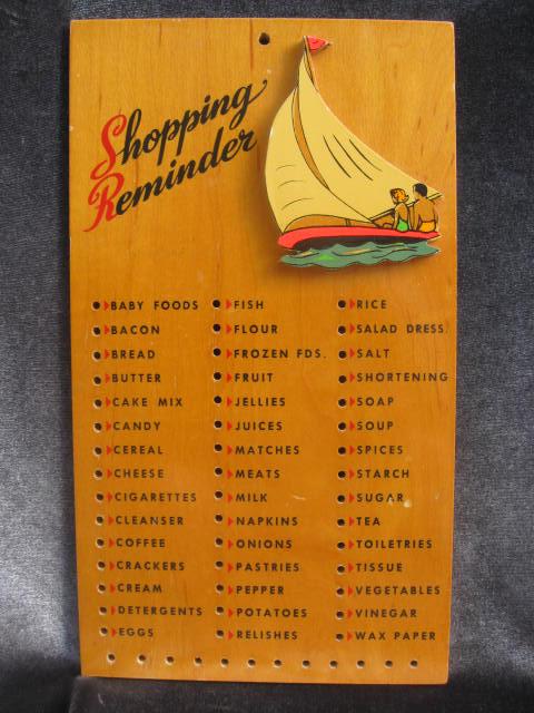 Vintage Shopping Reminder Grocery List Sailing Sail Boat