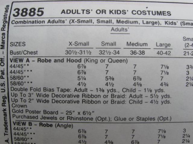 McCall's 3885 Adult Wizard, Angel King Queen Halloween Costume Sewing Pattern