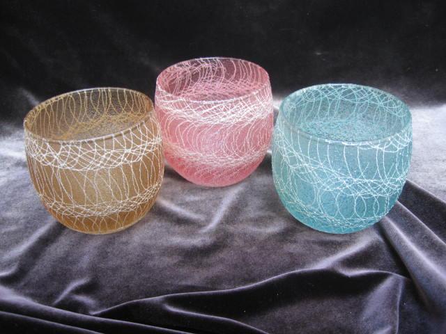 3 Spaghetti String Glamalite Rubber Highball Tumblers
