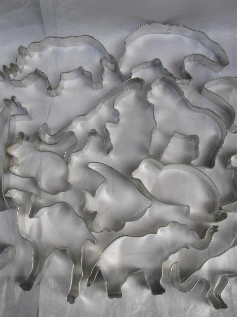 Lot of 16 Aluminum Zoo Animals, Dinosaur & Other Creatures Cookie Cutters