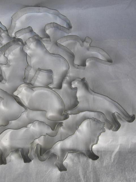 Lot of 16 Aluminum Zoo Animals, Dinosaur & Other Creatures Cookie Cutters