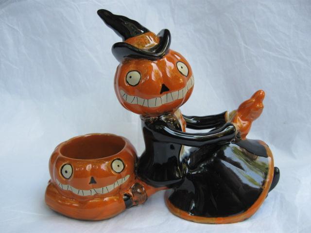 Yankee Candle Pumpkin Witch On Broom Jack O Lantern Tea Light Figurine