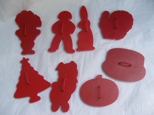 Lot of 8 Vintage Red Tupperware Cookie Cutters