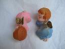 2 Vintage Boy & Girl Baby Sleeping Christmas Angels Wilton Cake Toppers