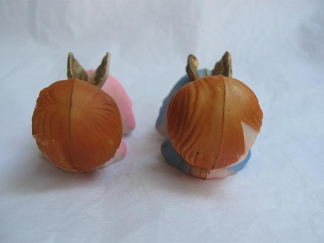 2 Vintage Boy & Girl Baby Sleeping Christmas Angels Wilton Cake Toppers