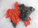Pair Of Vintage Black & Orange Scottie Dogs Wall Hanger Figurine
