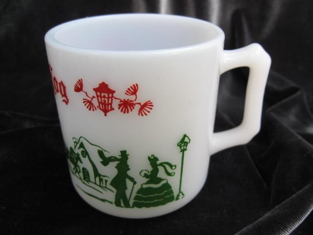 Vintage Hazel Atlas Tom & Jerry Egg Nog Punch Bowl & 6 Mugs - 7 Piece Christmas Serving Set