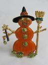 OTC Christmas Winter or Halloween Orange Snowman Brooch