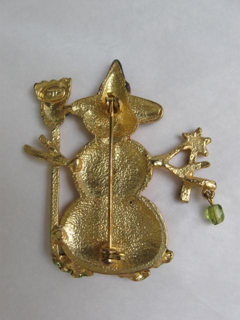 OTC Christmas Winter or Halloween Orange Snowman Brooch