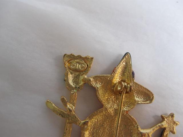 OTC Christmas Winter or Halloween Orange Snowman Brooch
