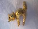 Goldtone Mamselle Goldtone Arched or Hunched Back Halloween Cat