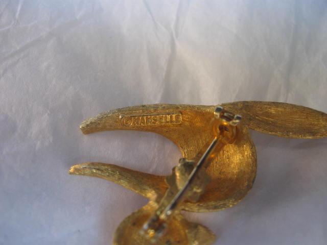 Goldtone Mamselle Goldtone Arched or Hunched Back Halloween Cat