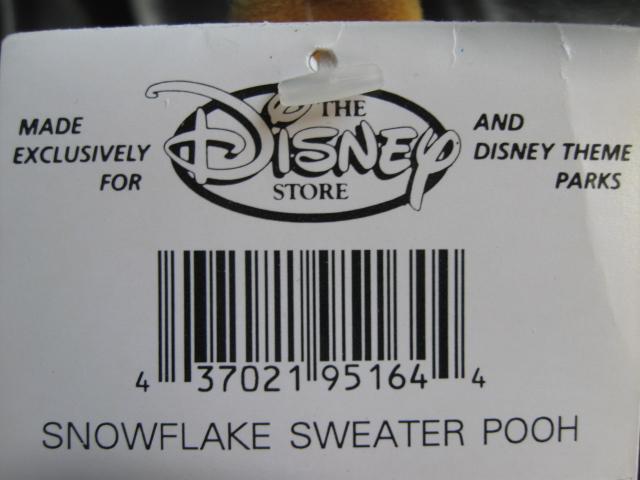 Disney Winnie The Pooh Snowflake Sweater Pooh Beanie Baby Bean Bag Plush Christmas or Winter Pooh