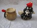 Fitz & Floyd Halloween Witch & Black Cat Cauldron Salt & Pepper Shakers