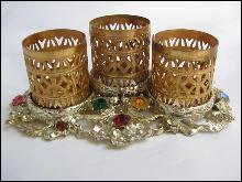 Gold Tone Filigree Lipstick Holder with Faux Jewels