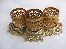 Gold Tone Filigree Lipstick Holder with Faux Jewels
