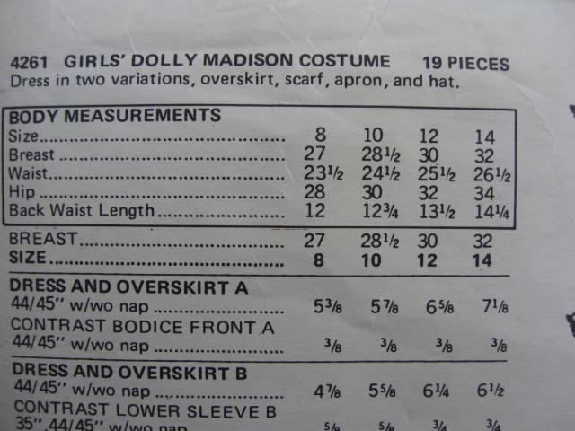 New Vintage Butterick 4261 Dolly Madison Puritan Colonial Halloween Costume Sewing Pattern