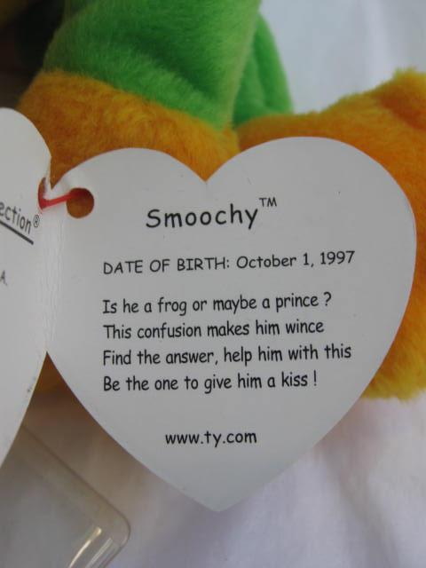 Ty Smoochy The Frog Ty Beanie Baby Retired